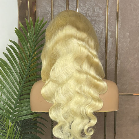 613 Blonde Lace Front Wig Human Hair 13x4 Transparent Lace 180% Density with Baby Hair Body Wavy Lace Front Wig for Women
