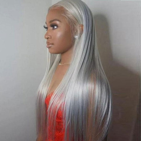 Silver Grey Straight Lace Front Wigs 13×4 Lace Frontal Wig Virgin Human Hair Wigs with Baby Hair Natural Hairline