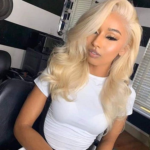 613 Blonde Lace Front Wig Human Hair 13x4 Transparent Lace 180% Density with Baby Hair Body Wavy Lace Front Wig for Women