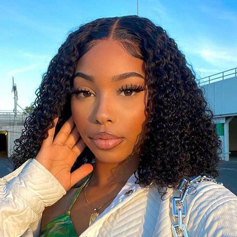 Wet and Wavy Curly Lace Wigs Human Hair 4x4 Lace Curly Wigs for Black Women Pre Plucked Natural Hairline 180% Density