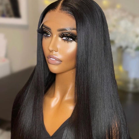 Real HD Lace | Glueless Wigs 5x5 Lace Straight Wigs Pre Plucked with Baby Hair Natural Hairline 180% Density