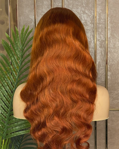 Ginger Orange 13X4 Front Wigs Human Hair Wigs for Women Body Wavy 180% Density