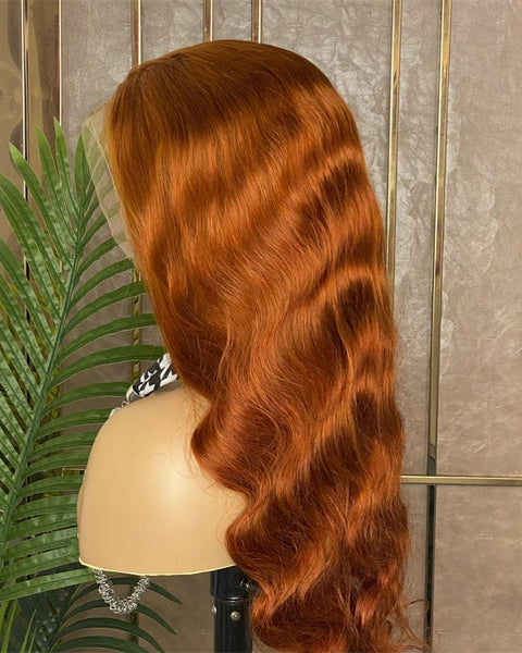 Ginger Orange 13X4 Front Wigs Human Hair Wigs for Women Body Wavy 180% Density