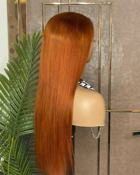 13X4 Orange Ginger Lace Front Wigs Human Hair Wigs for Women Straight 180% Density